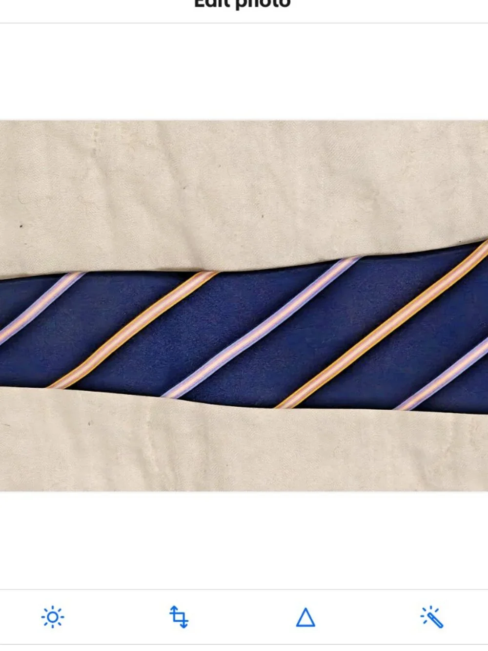 Dolcepunta Men's Silk Tie Navy Repp Stripe Thick Plush Handmade 3.5